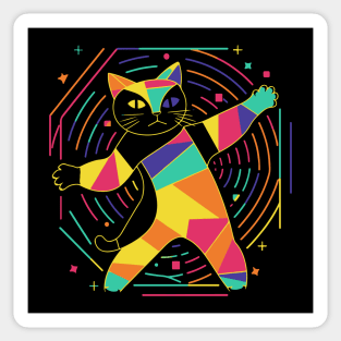 Abstract Dancing Cat || Cubist Kitten Sticker
